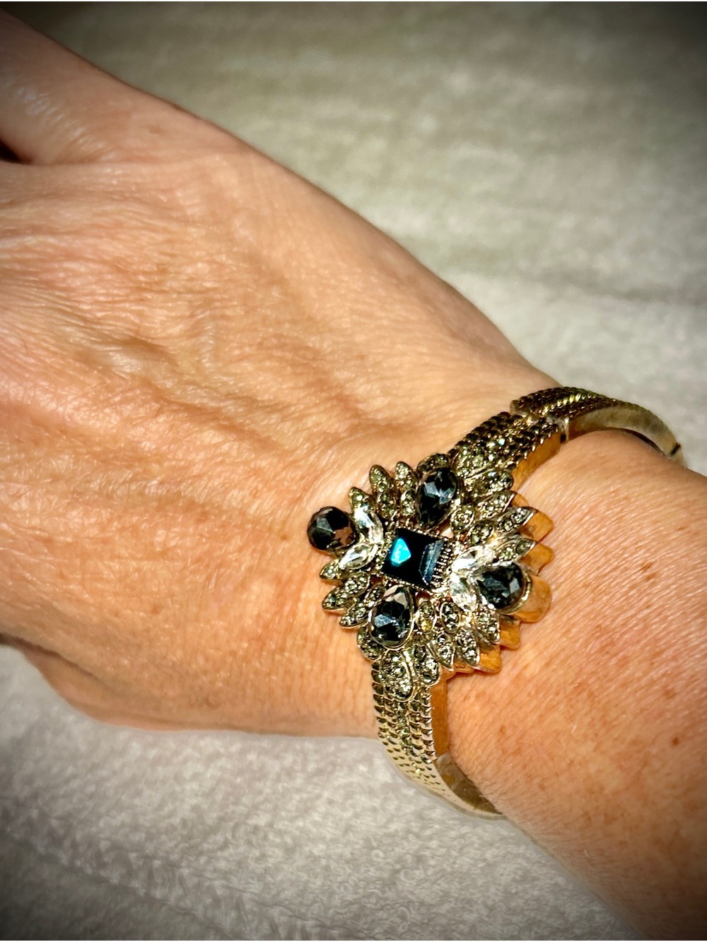 Cara Cara Gold-Tone Bracelet with Teal and Dark Blue Stones